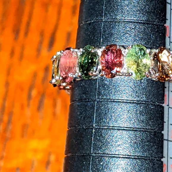 Multi-colored Tourmaline Gemstone Eternity Ring - Picture 3 of 15